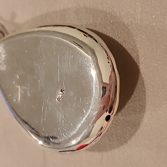 Sterling silver puffy tear drop pebbled surface necklace - Picture 8 of 9